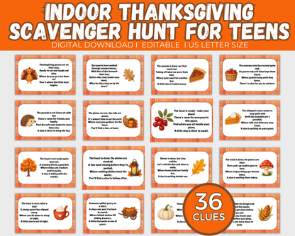 Indoor Thanksgiving Scavenger Hunt for Older Kids