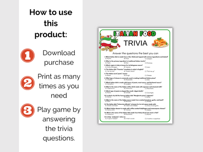 Italian Food Trivia Game