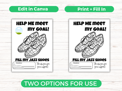 Editable Fill My Jazz Shoes Fundraiser Template