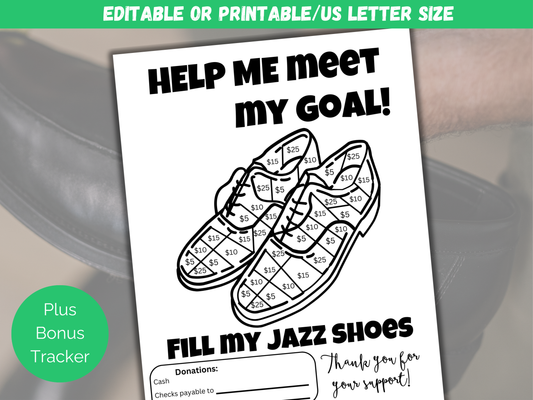 Editable Fill My Jazz Shoes Fundraiser Template