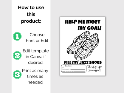 Editable Fill My Jazz Shoes Fundraiser Template