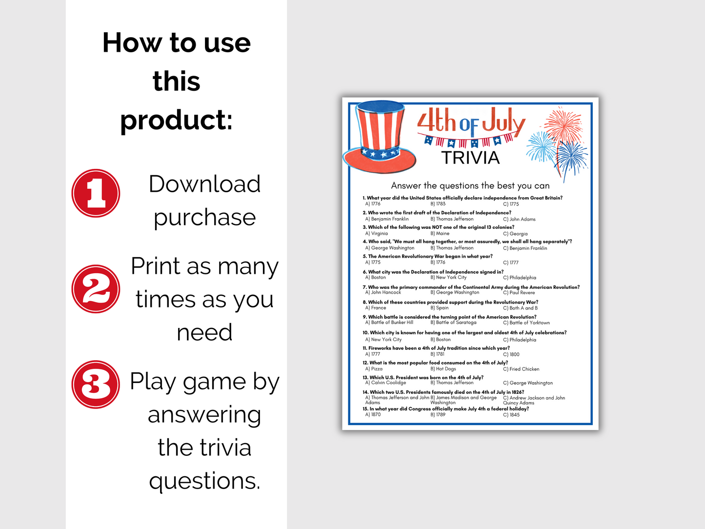 July 4th Trivia Game
