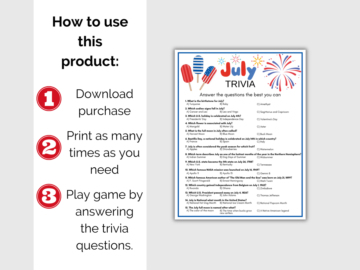 July Trivia Game