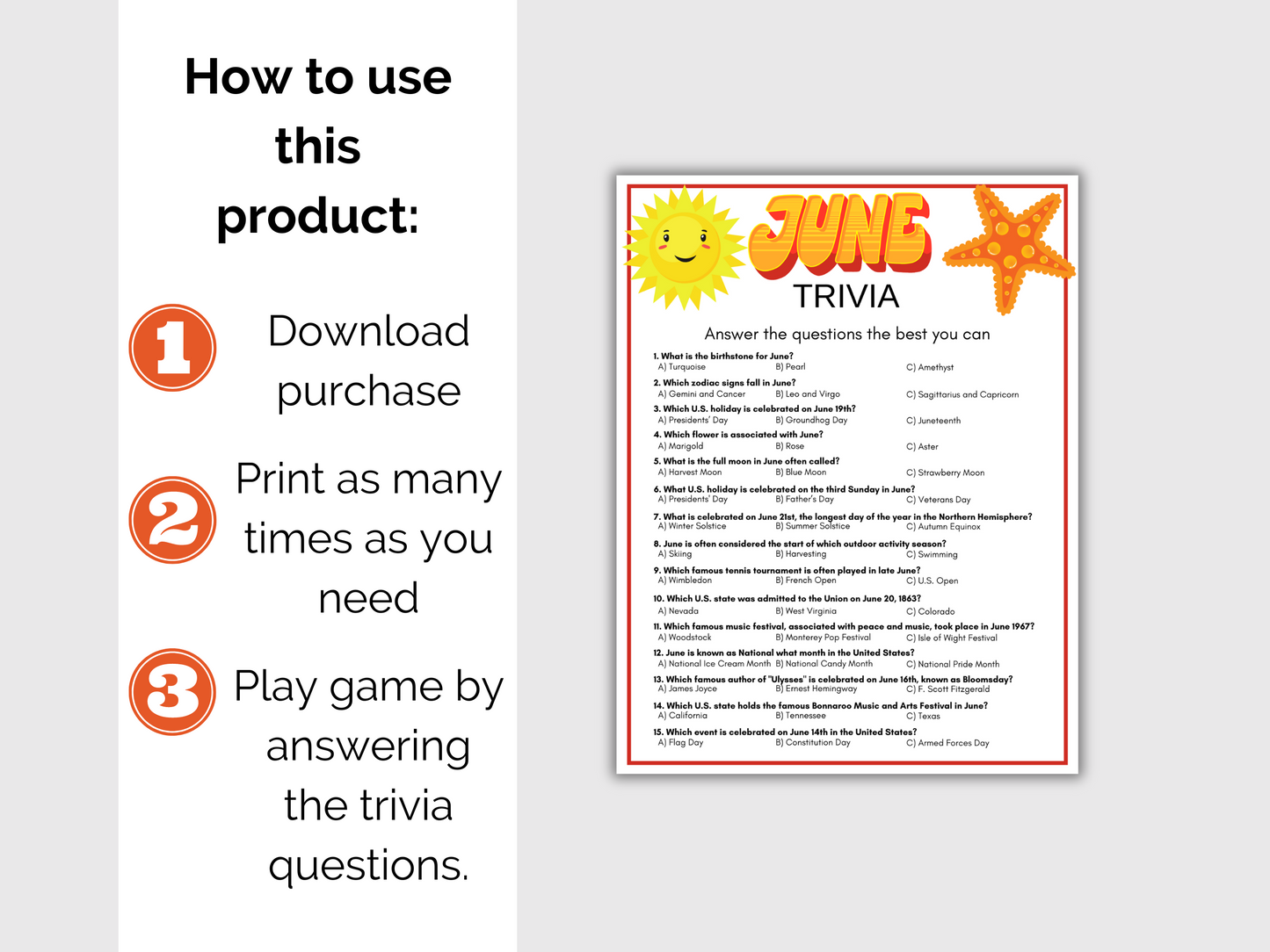 June Trivia Game