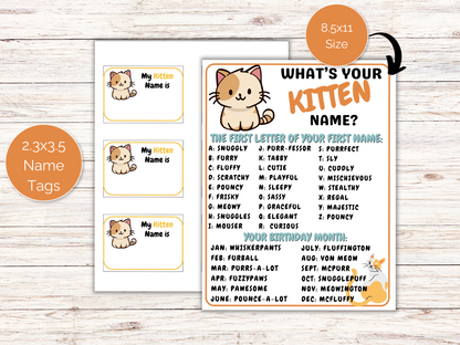 What's Your Kitten Name Game + Name Tags