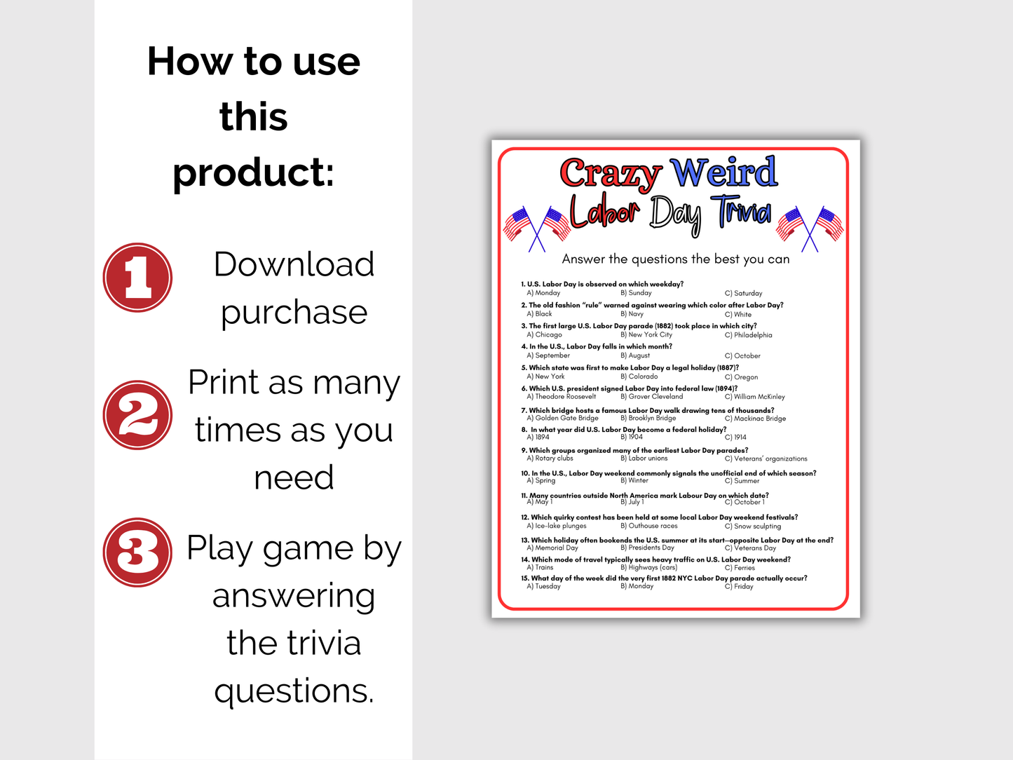 Labor Day Trivia Game