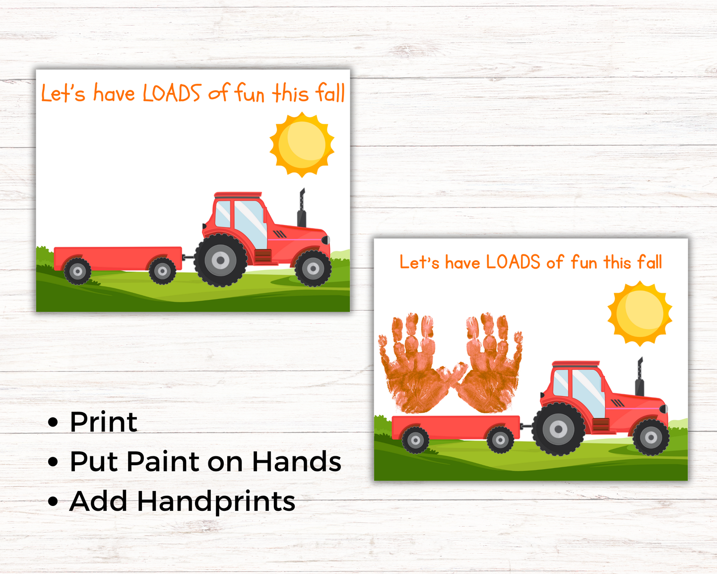 Fall Pumpkin Tractor Handprint Art