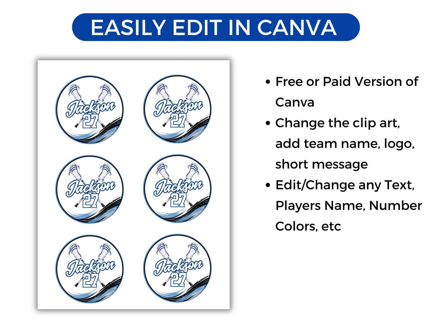 Editable Lacrosse Name Tags Template