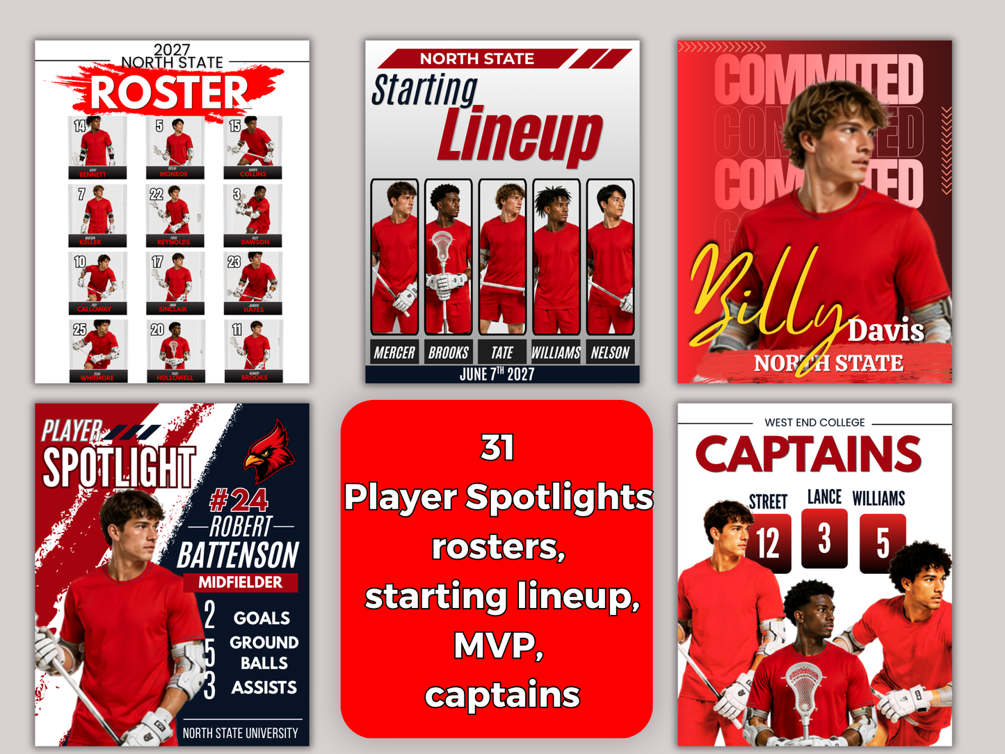 Lacrosse Social Media Templates Bundle