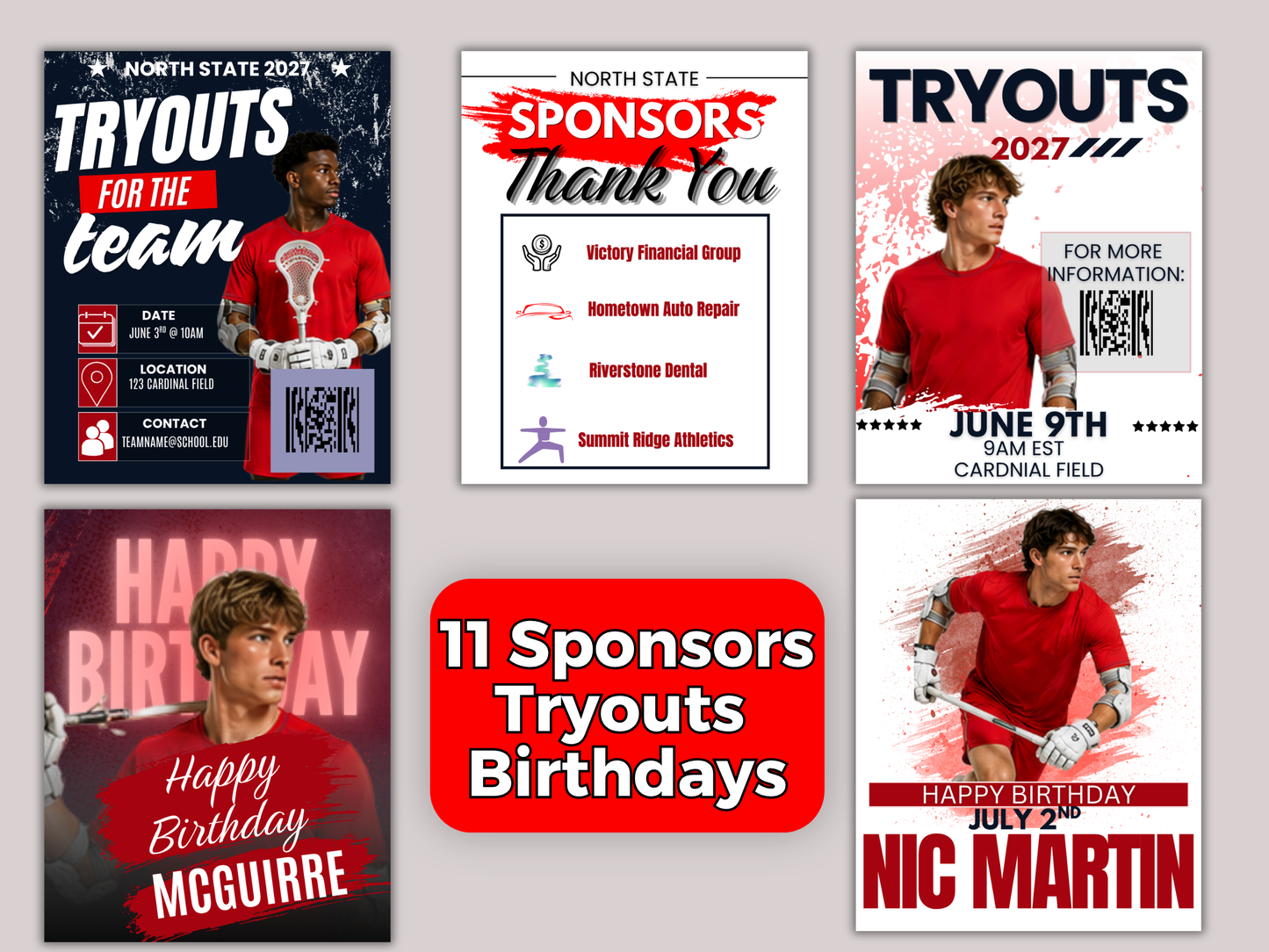 Lacrosse Social Media Templates Bundle
