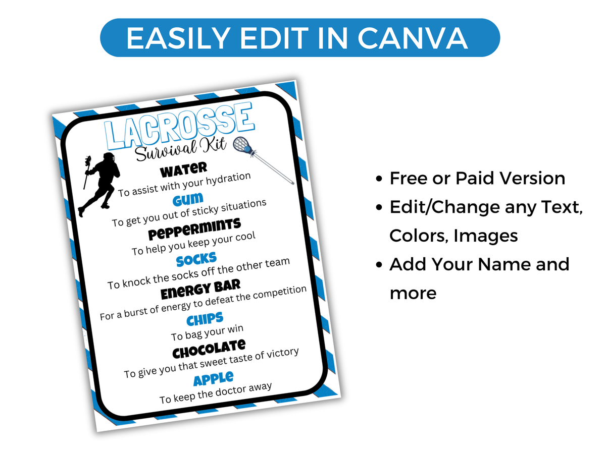 Lacrosse Survival Kit Tag
