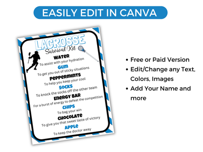 Lacrosse Survival Kit Tag