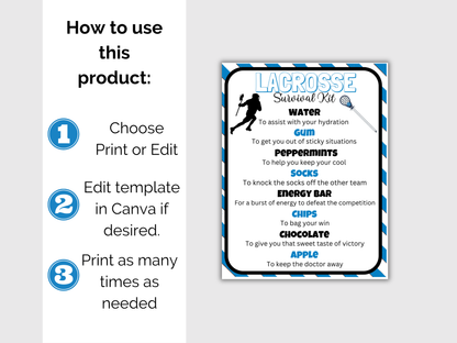 Lacrosse Survival Kit Tag