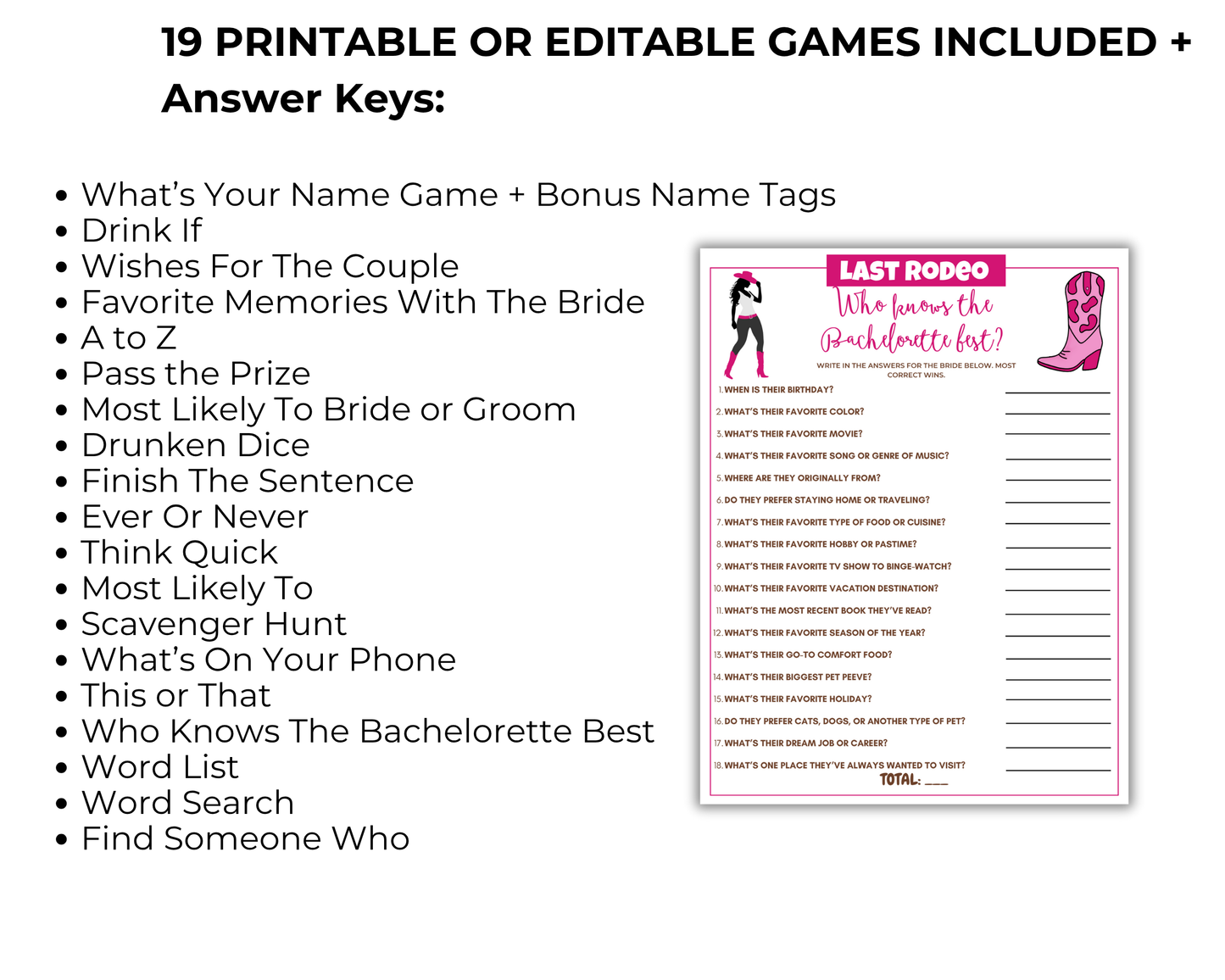 Last Rodeo Bachelorette Game Bundle