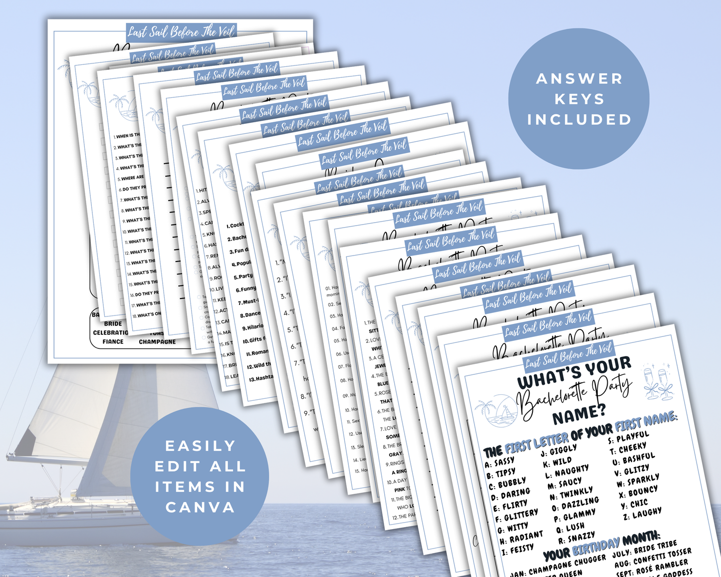 Last Sail Before the Veil Bachelorette Game Bundle