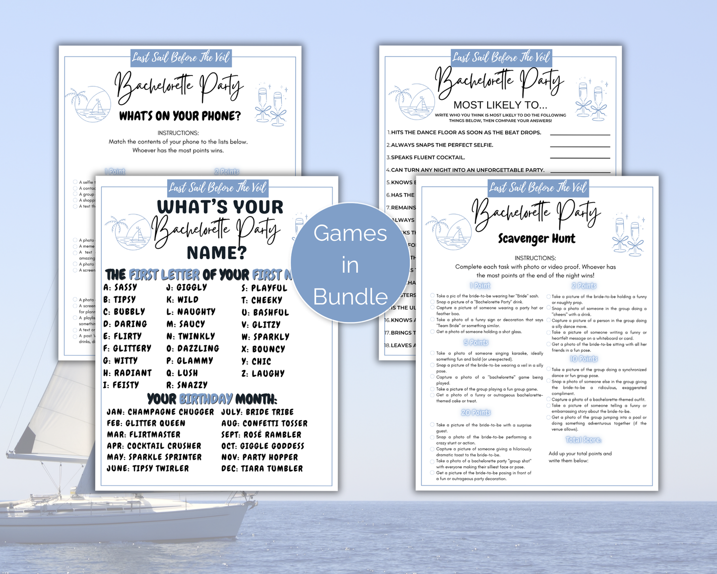 Last Sail Before the Veil Bachelorette Game Bundle