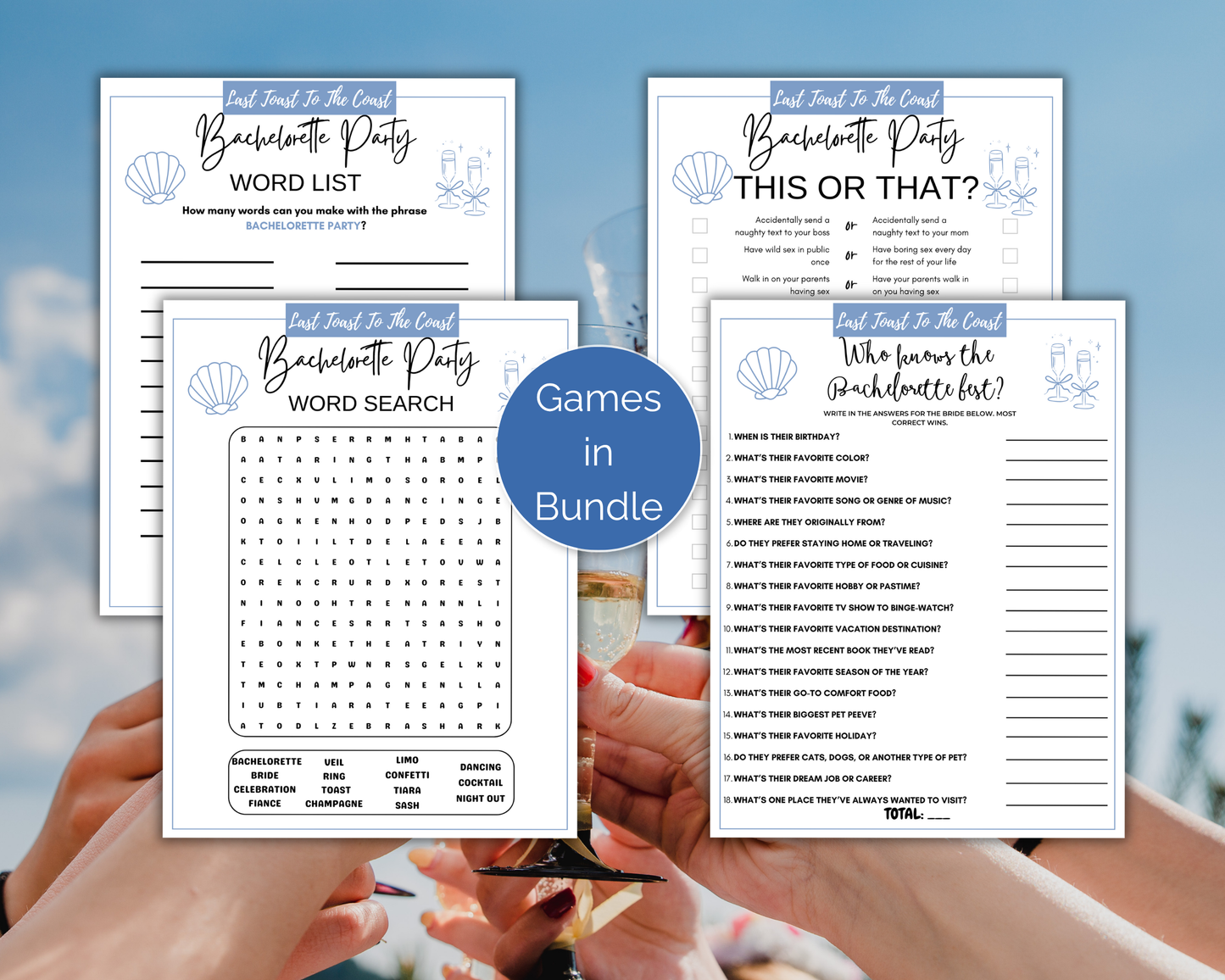 Last Toast on the Coast Bachelorette Game Bundle