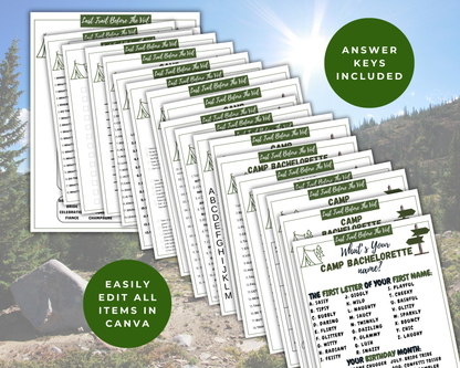 Last Trail Before The Veil Camp Bachelorette Game Bundle