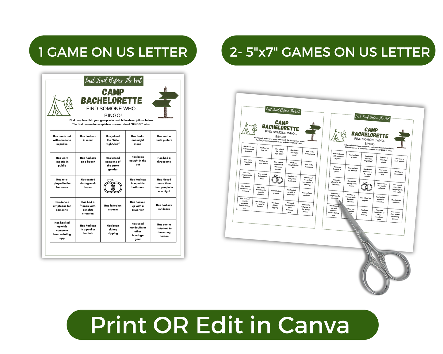 Last Trail Before The Veil Camp Bachelorette Game Bundle