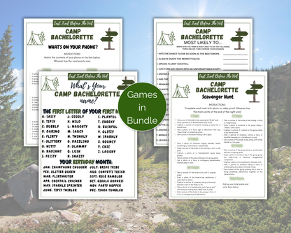 Last Trail Before The Veil Camp Bachelorette Game Bundle