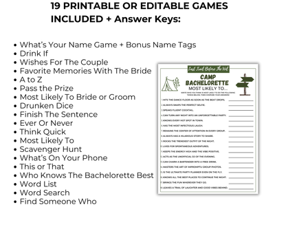 Last Trail Before The Veil Camp Bachelorette Game Bundle