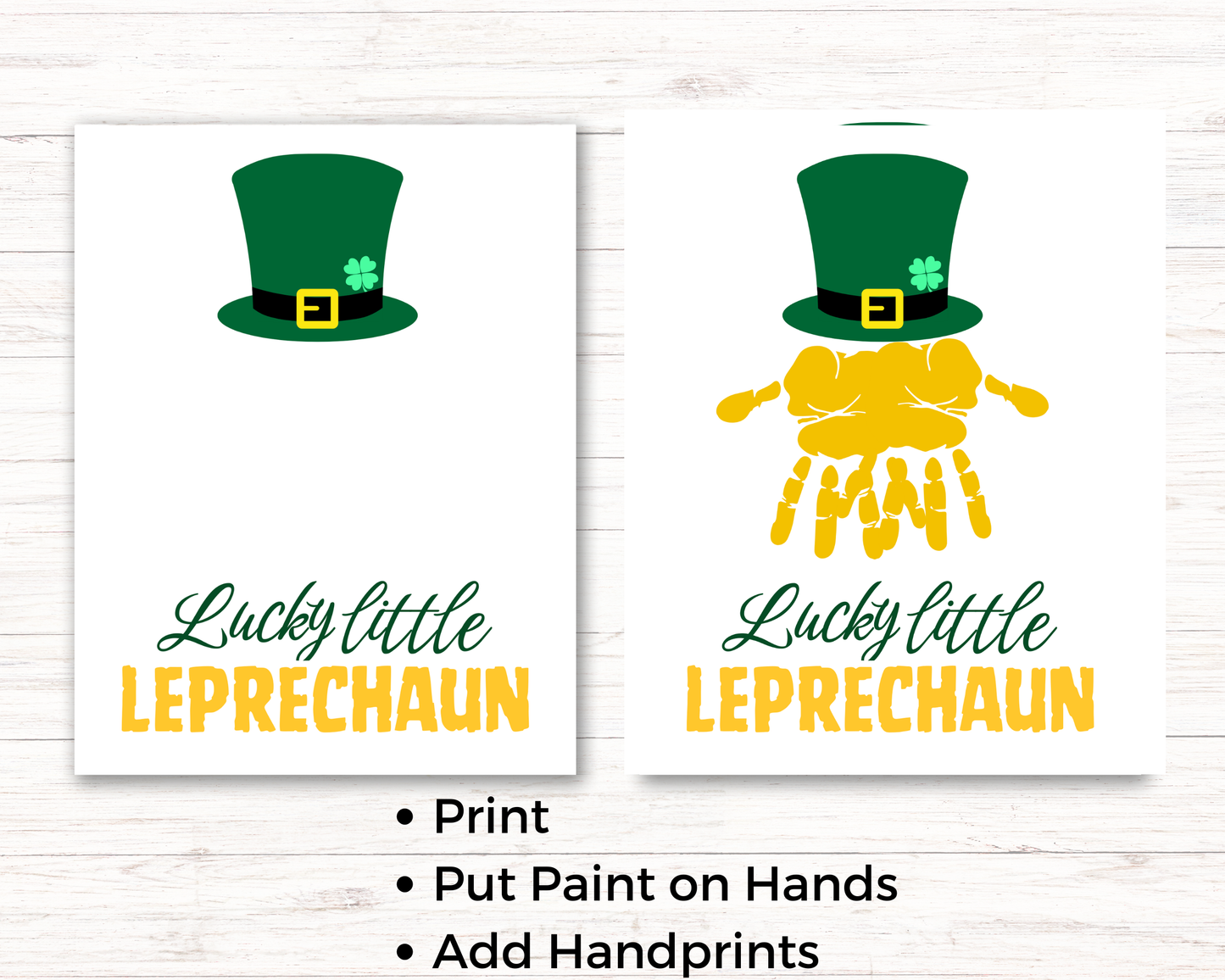 St Patrick's Day Lucky Little Leprechaun Handprint Art