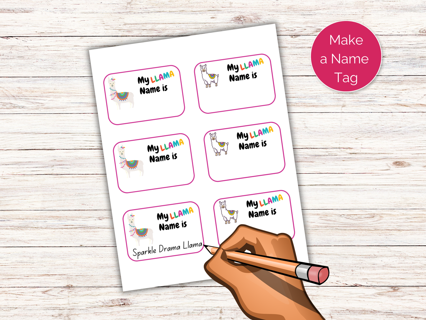 What's Your Llama Name Game + Name Tags