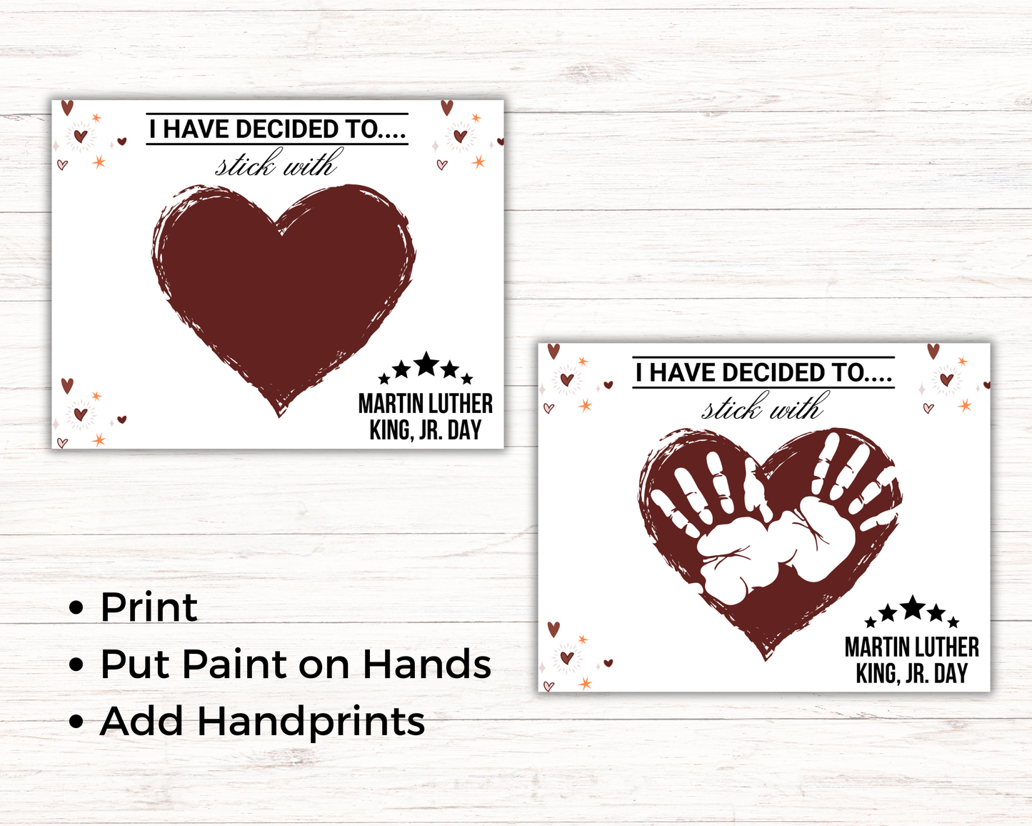 MLK Day Handprint Art - Stick WIth Love