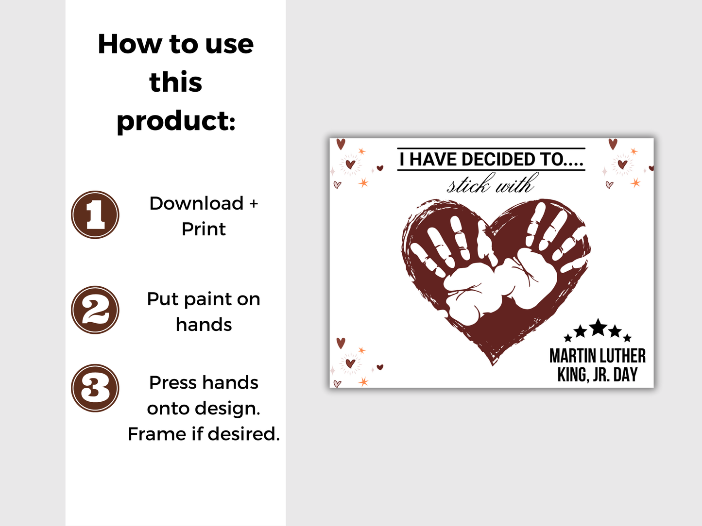 MLK Day Handprint Art - Stick WIth Love
