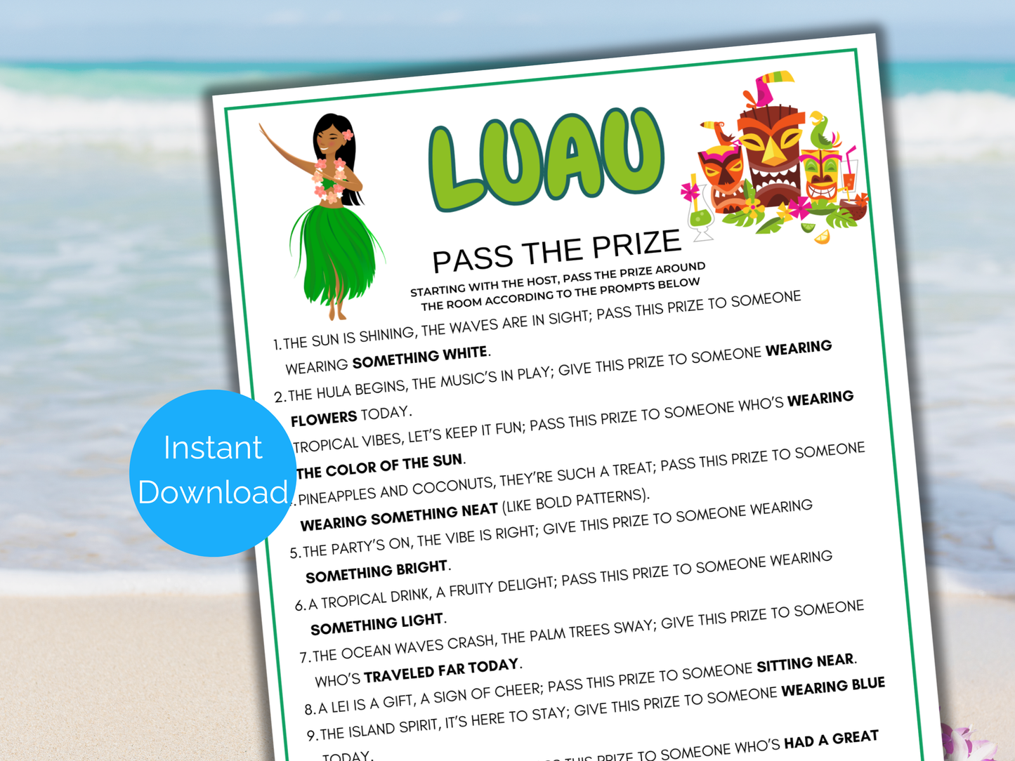 Luau Pass The Prize