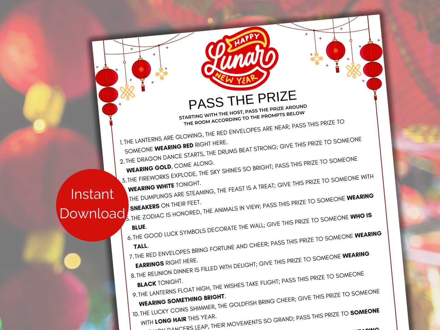 Lunar New Year Pass The Prize