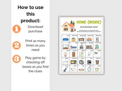 Indoor Home Scavenger Hunt for kids
