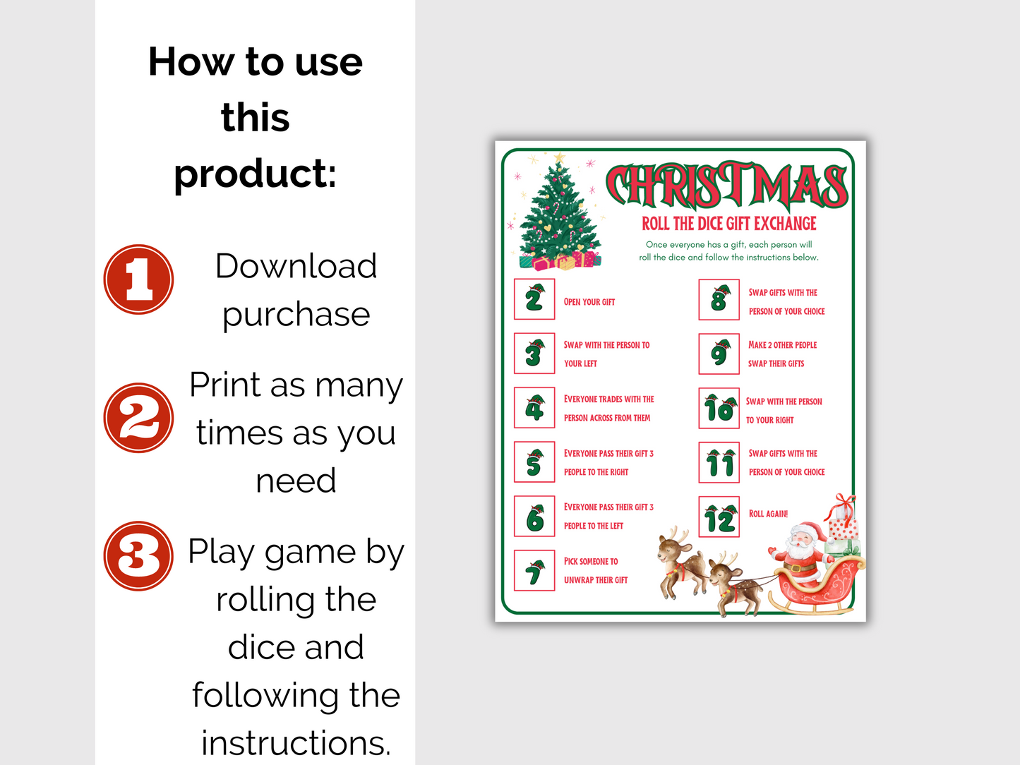 Christmas Dice Gift Exchange Game