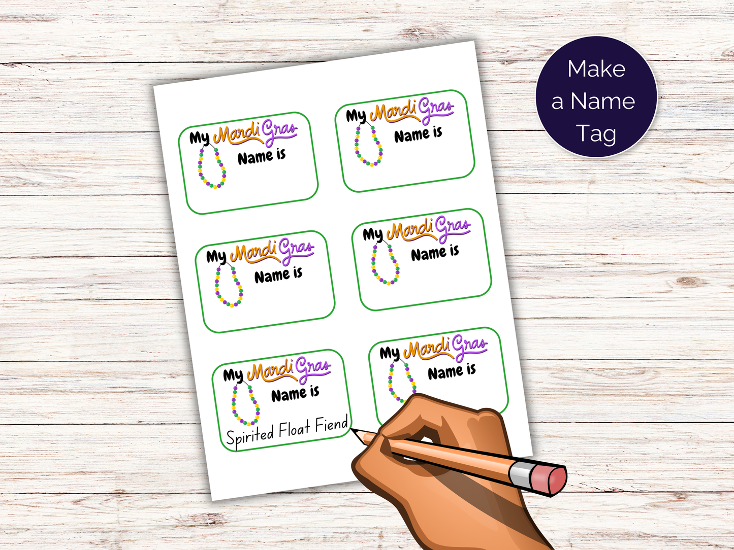 What's Your Mardi Gras Name Game + Name Tags
