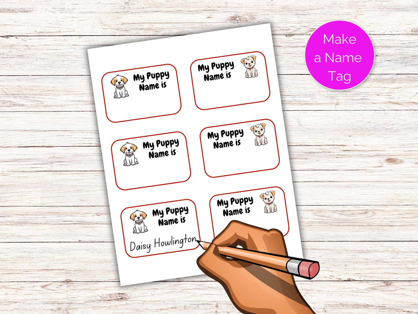 What's Your Puppy Name Game + Name Tags