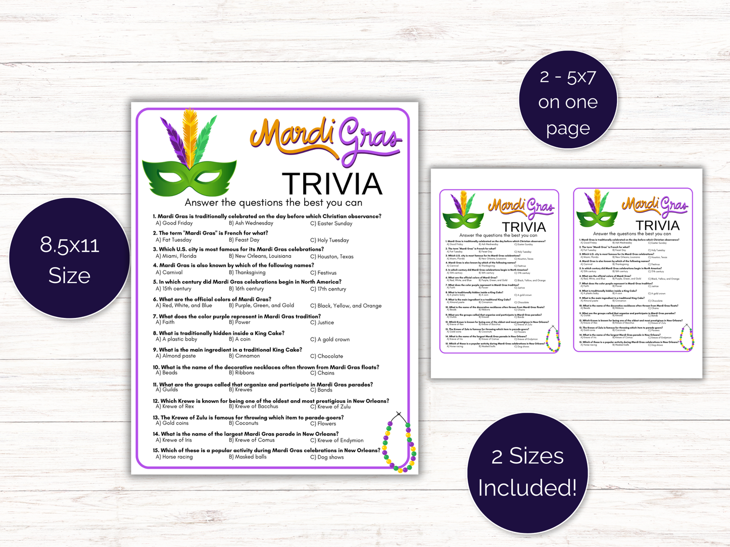 Mardi Gras Trivia Game