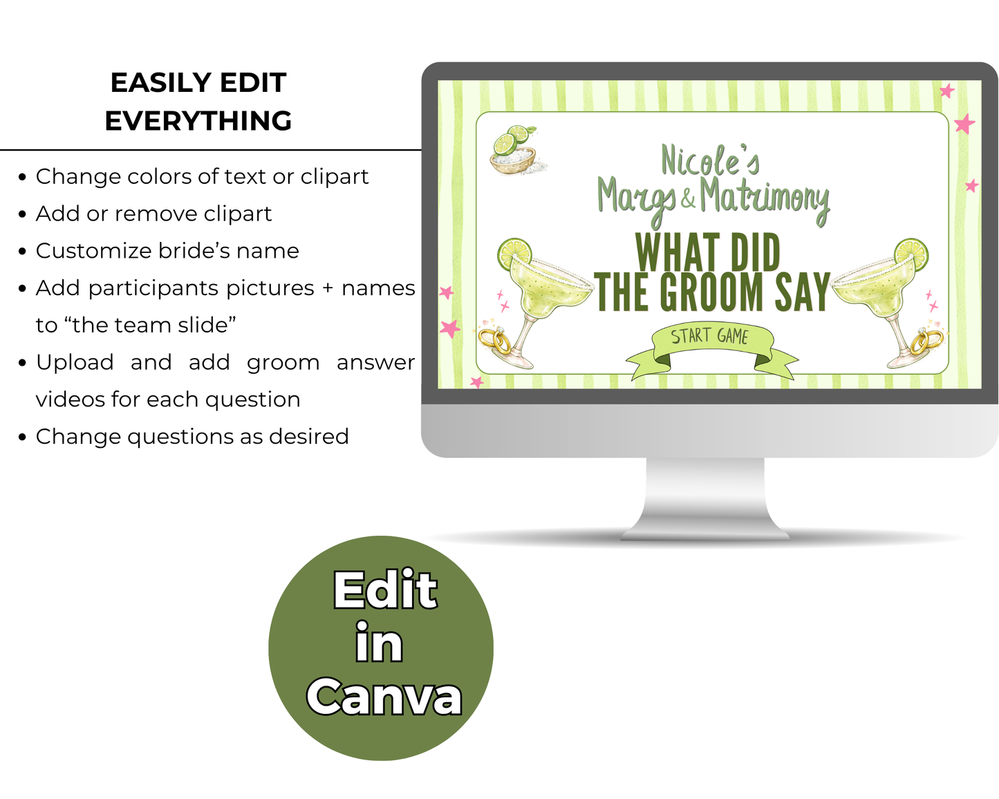Margaritas and Matrimony Bachelorette What Did the Groom Say Presentation Game