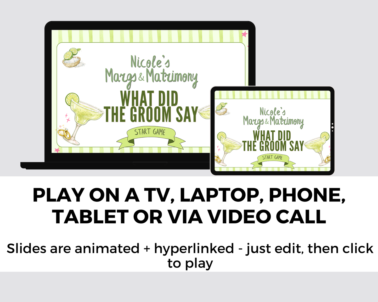 Margaritas and Matrimony Bachelorette What Did the Groom Say Presentation Game
