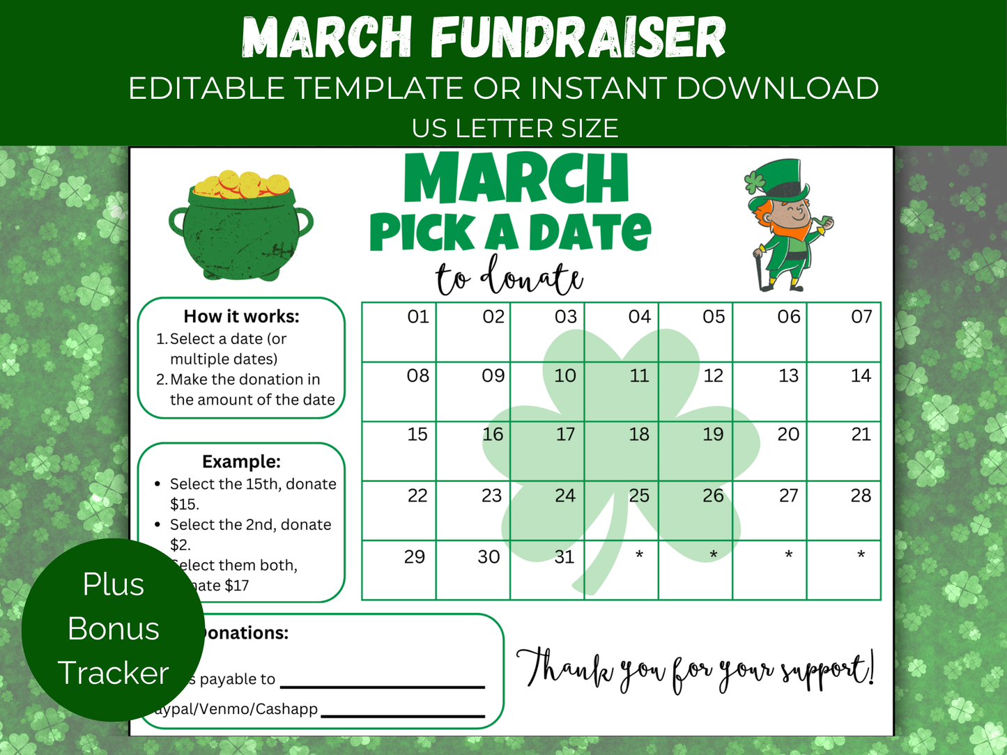 Editable March Pick A Date