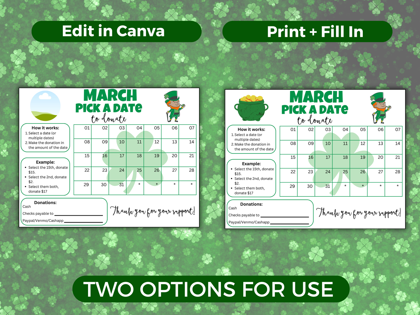 Editable March Pick A Date