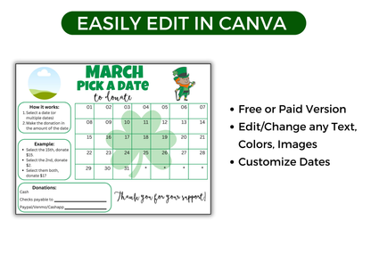 Editable March Pick A Date
