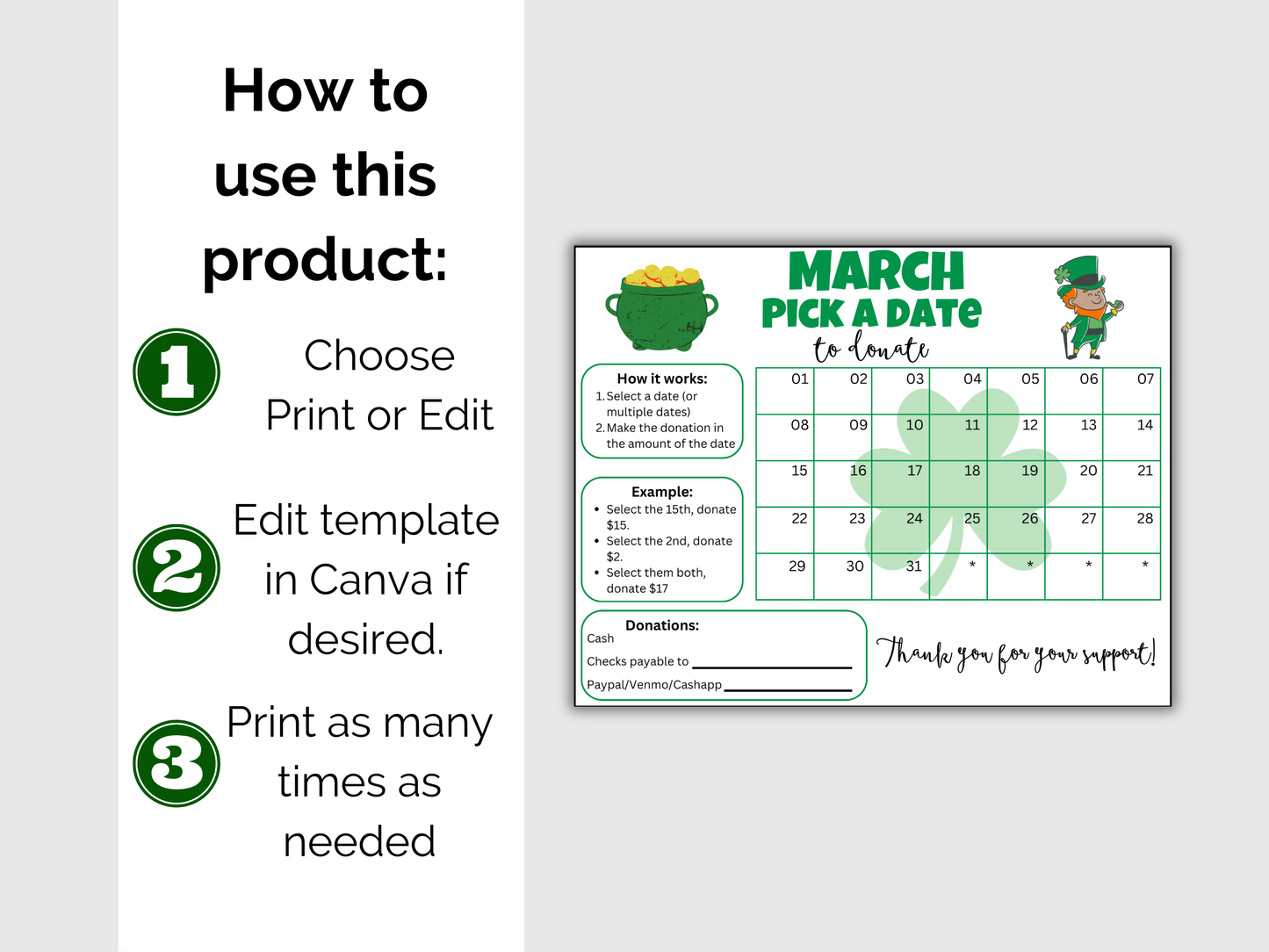 Editable March Pick A Date