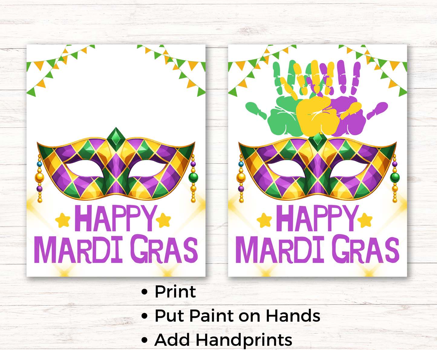 Mardi Gras Mask Handprint Art