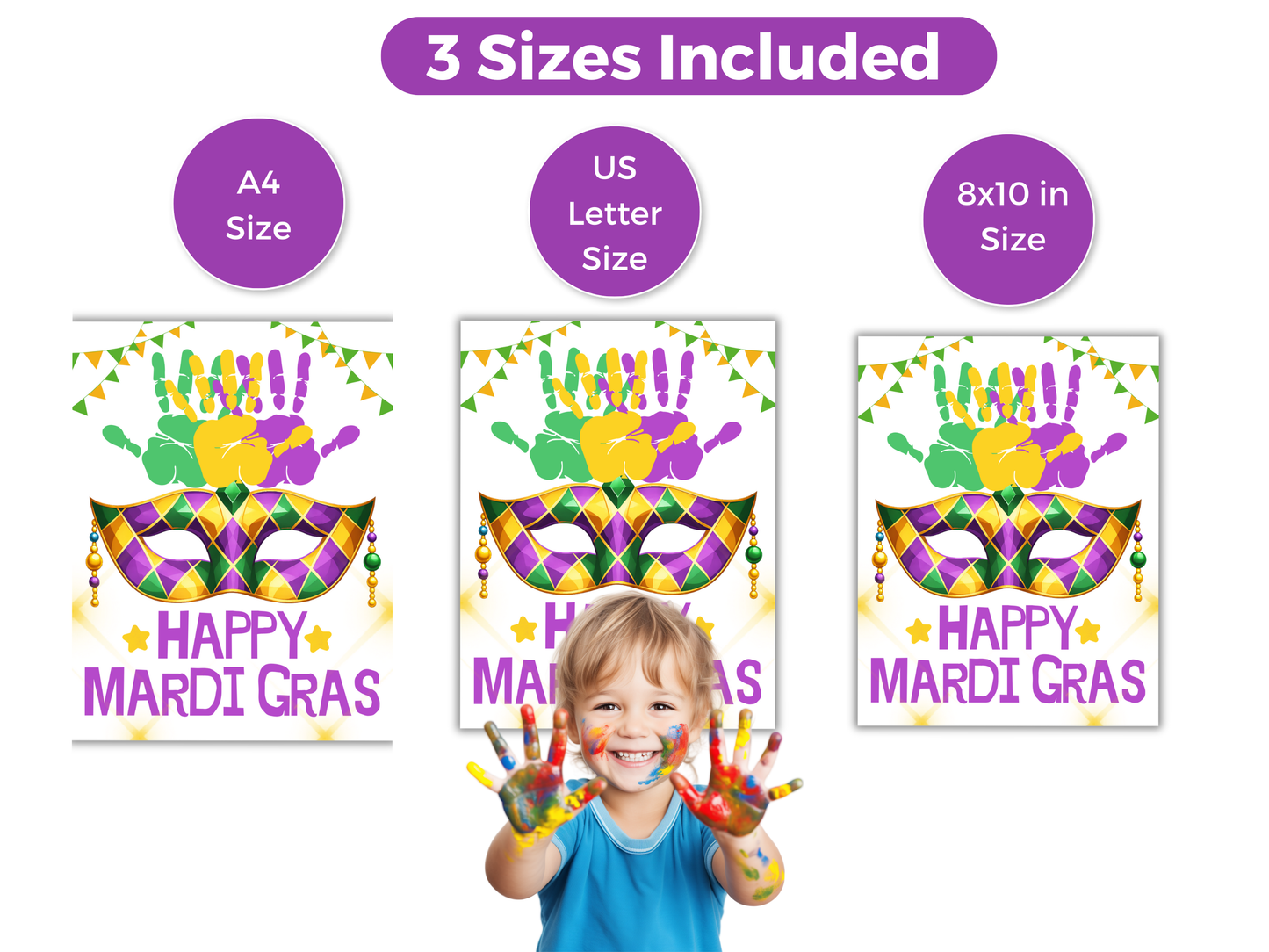 Mardi Gras Mask Handprint Art