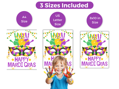 Mardi Gras Mask Handprint Art