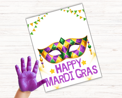Mardi Gras Mask Handprint Art