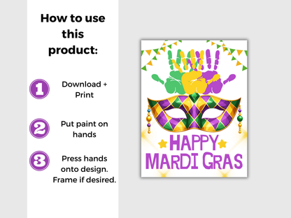 Mardi Gras Mask Handprint Art