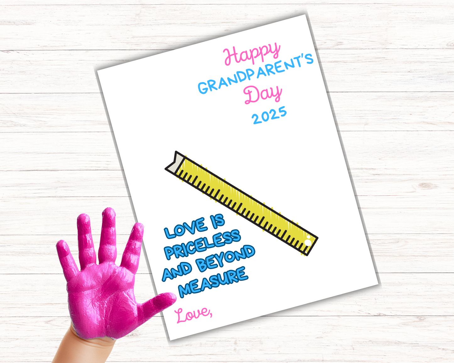 Grandparents Day Measuring Tape Handprint Art