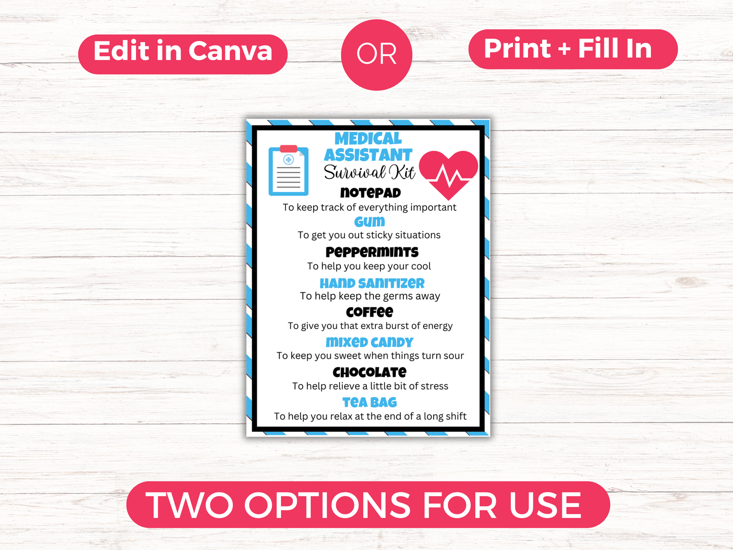 Editable Medical Assistant Survival Kit Gift