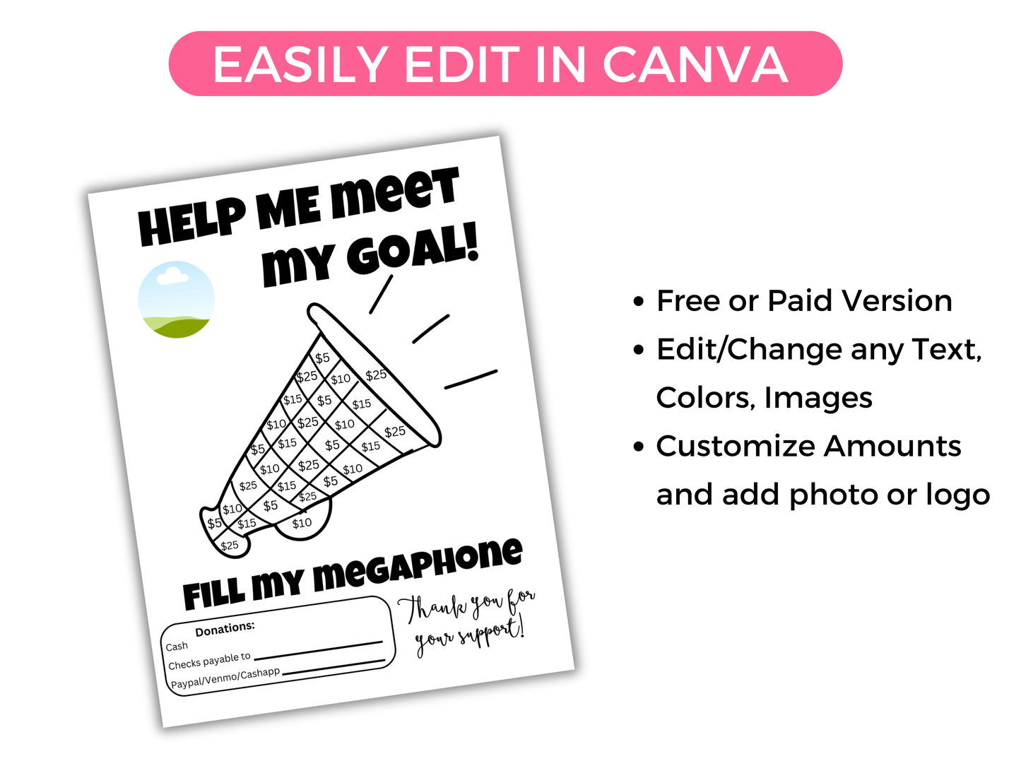 Editable Fill My Megaphone Fundraiser Template